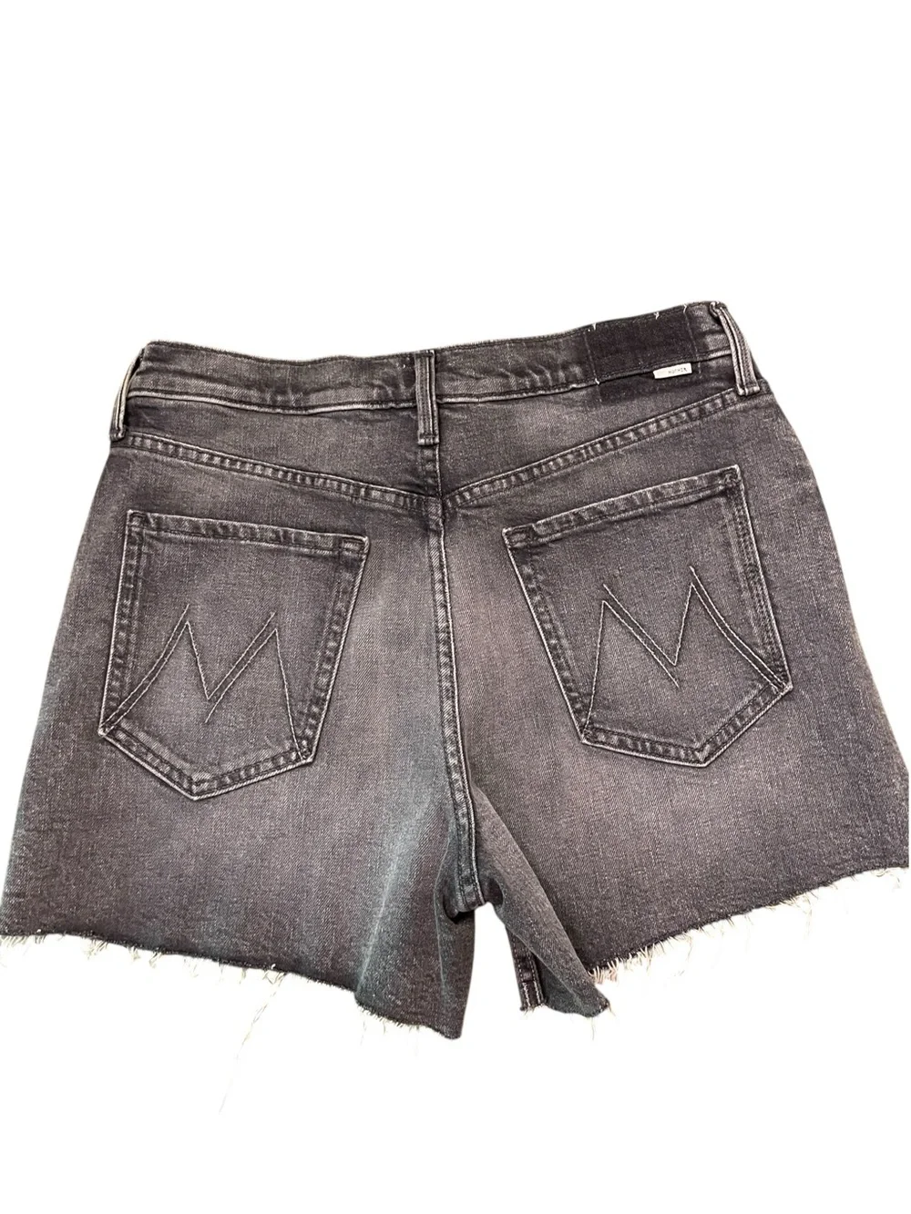 MOTHER Last Ride GrayCharcoal The Skipper Short N' Long Fray Jean Shorts Size 29